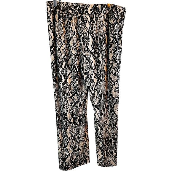 I.N.C. Snake Print Wide Leg Pants Size XL Neutral Tan Y2K Statement - Picture 3 of 5